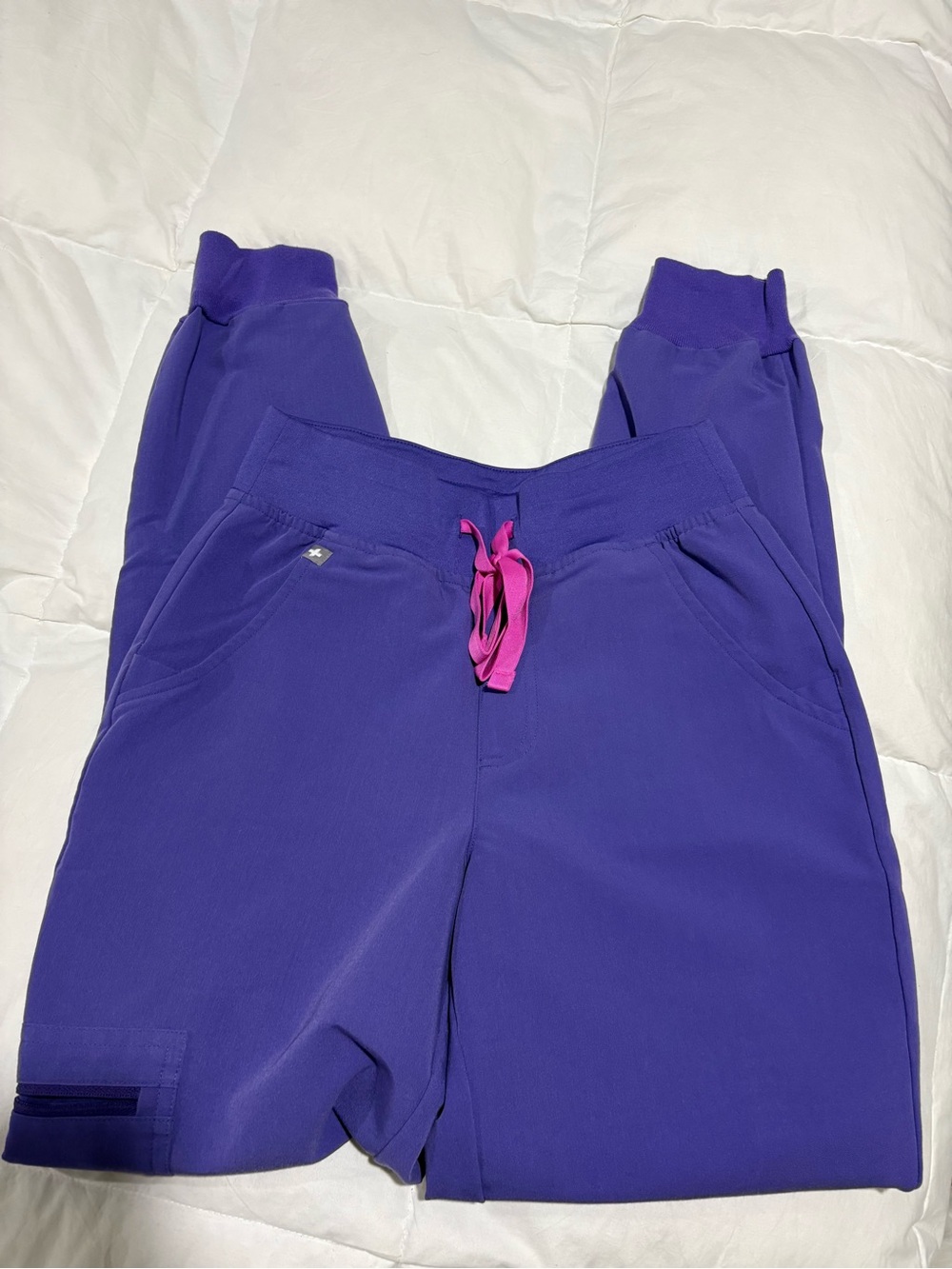 Figs XXS/P Purple Jogger Pants with Pink Drawstring